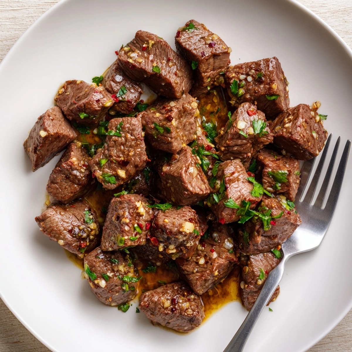 Quick Garlic Butter Steak Bites, perfect for a satisfying low-carb main meal tonight.