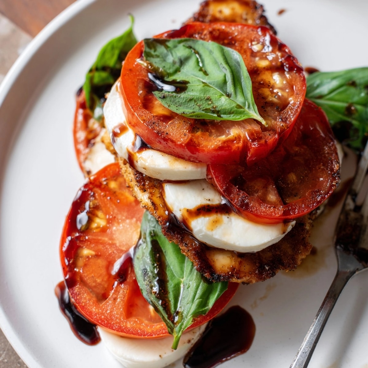 Golden Balsamic Glaze Caprese Chicken: A mouthwatering baked dish with fresh mozzarella and basil.