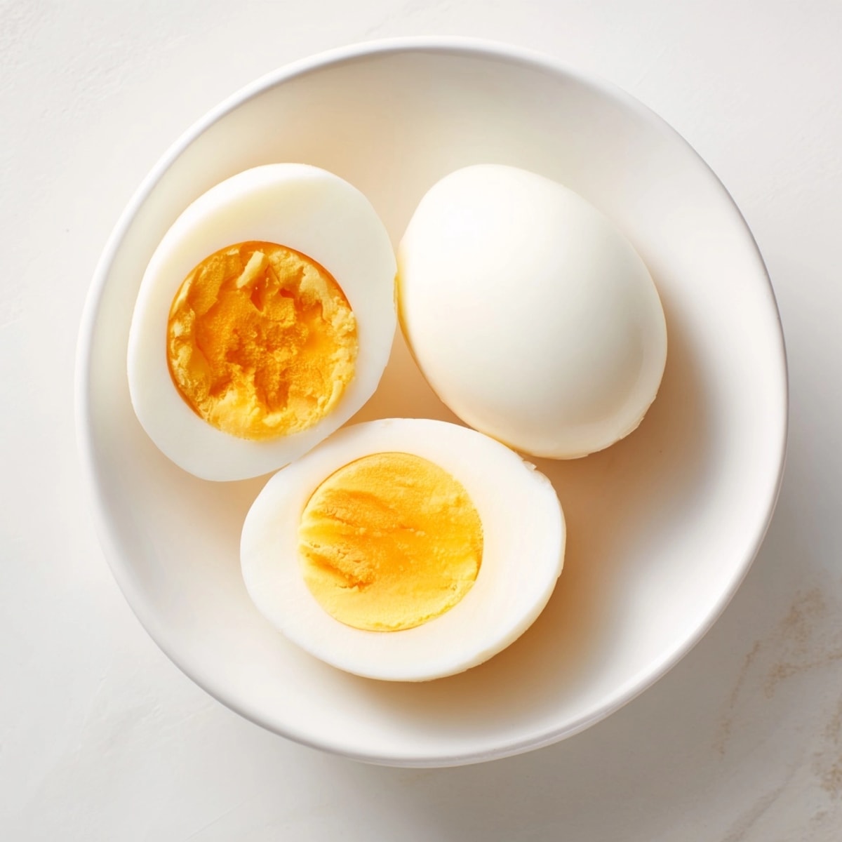 Perfect Air Fryer Hard Boiled Eggs recipe, showing stack of easy-peel eggs after ice bath.