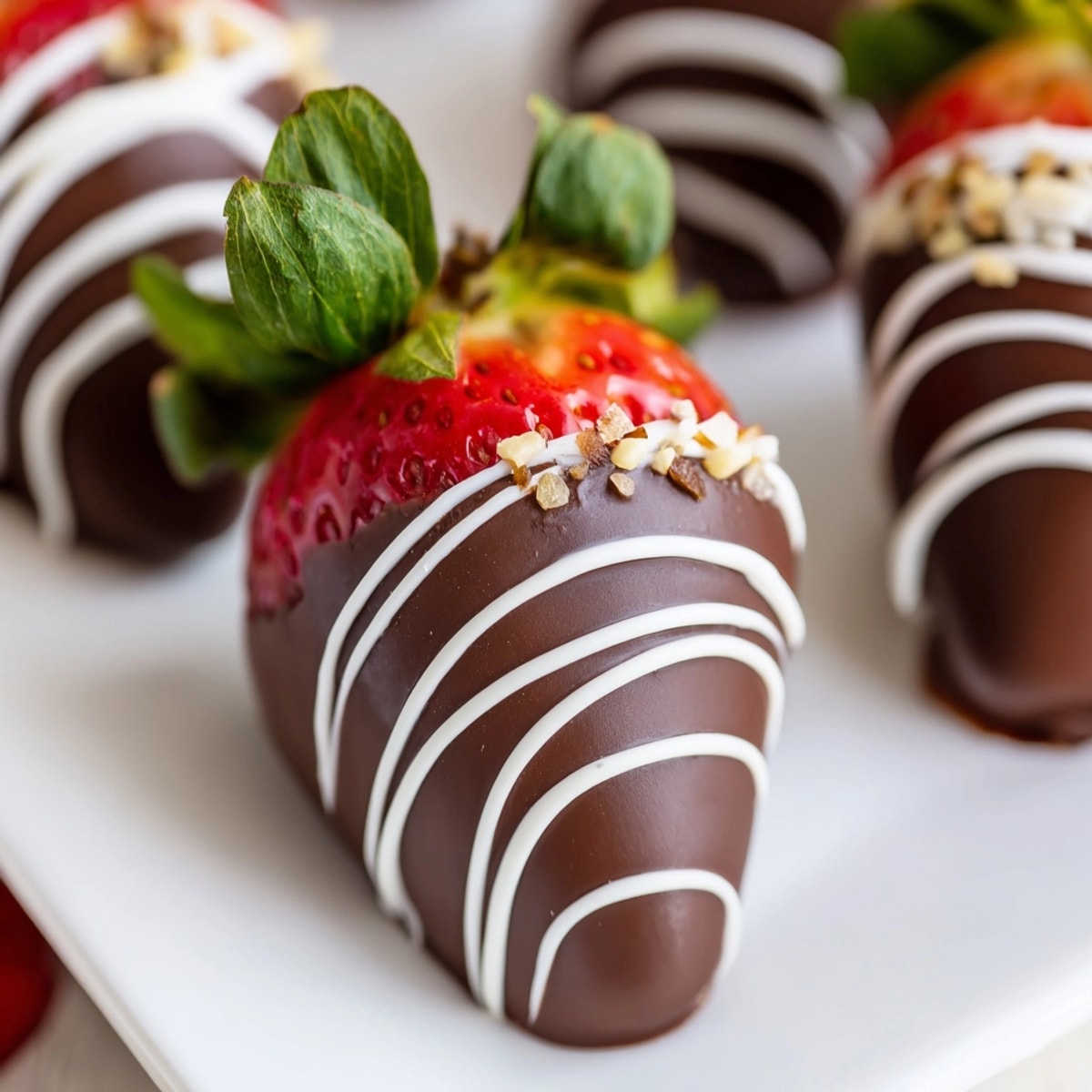 Luscious Chocolate Covered Strawberries, glistening with dark chocolate, arranged artfully on baking sheet.