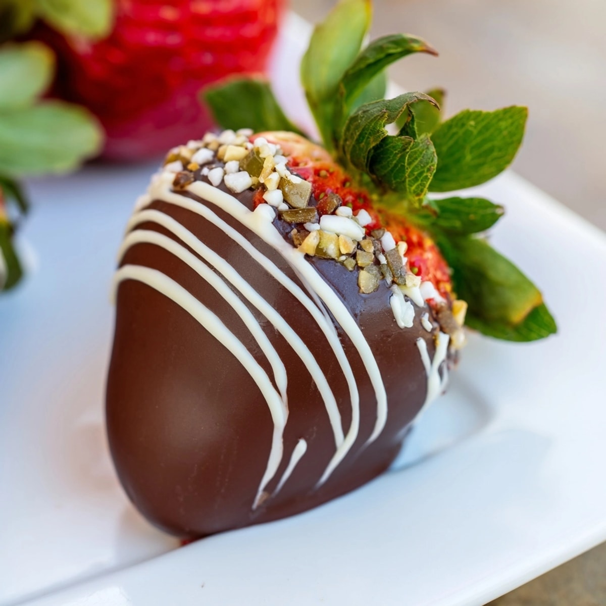Homemade Chocolate Covered Strawberries, chilled and ready to serve; a decadent, easy dessert.