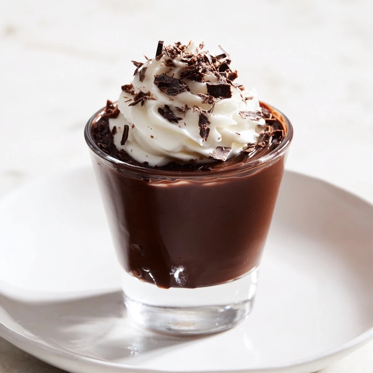 Steaming shot glass filled with dark, decadent chocolate, a perfect homemade hot chocolate recipe.