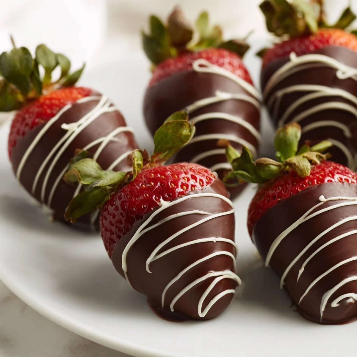 Juicy Chocolate Dipped Strawberries with a glistening chocolate coating, perfect for a romantic dessert.