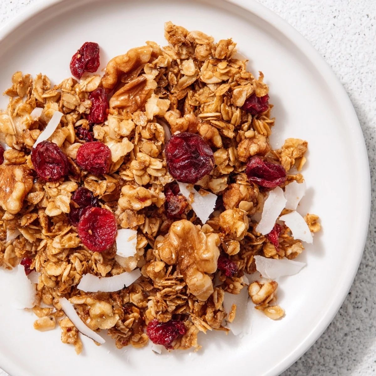 Warm, toasted Cranberry Walnut Granola with a delightful mix of textures and delicious flavors.