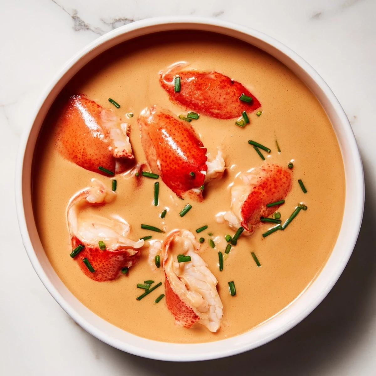 Indulge in this delicious spoonful of creamy lobster bisque: rich, smooth, and utterly satisfying.
