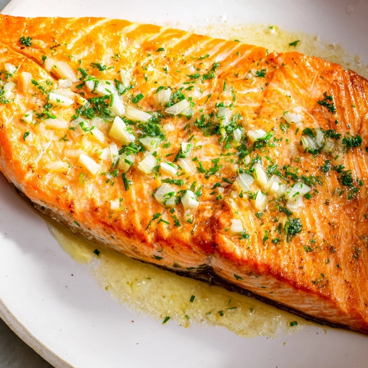 Perfectly cooked crispy skin salmon presented on a plate, a delightful main course for your dinner tonight.