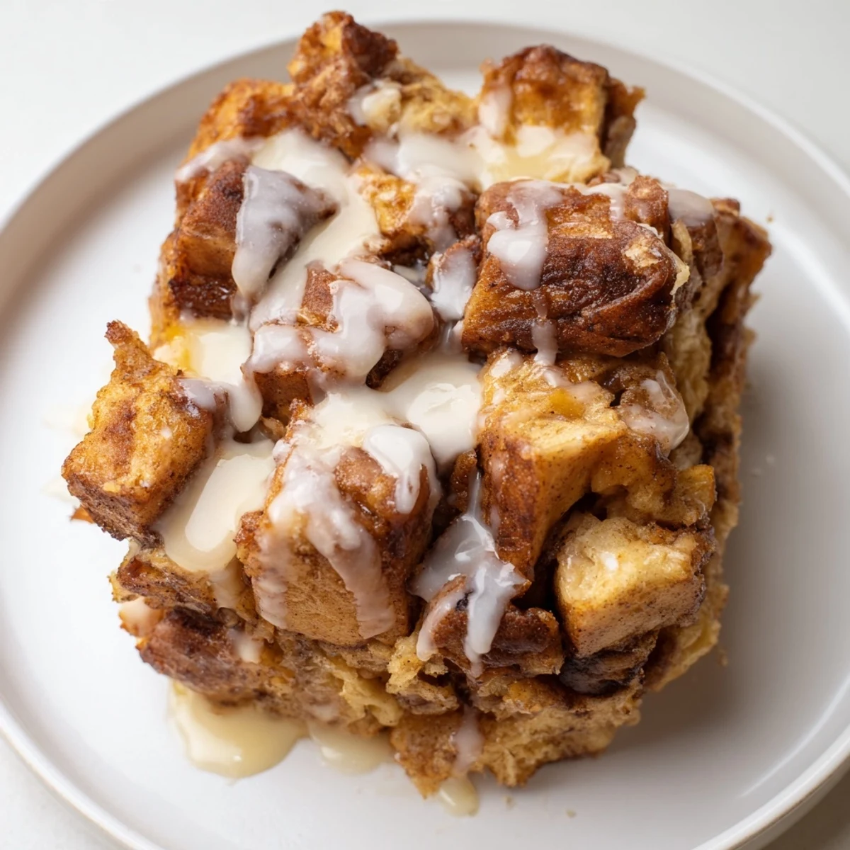 Creamy, custardy Cinnamon Roll Bread Pudding, a delightful combination of sweet flavors and textures.