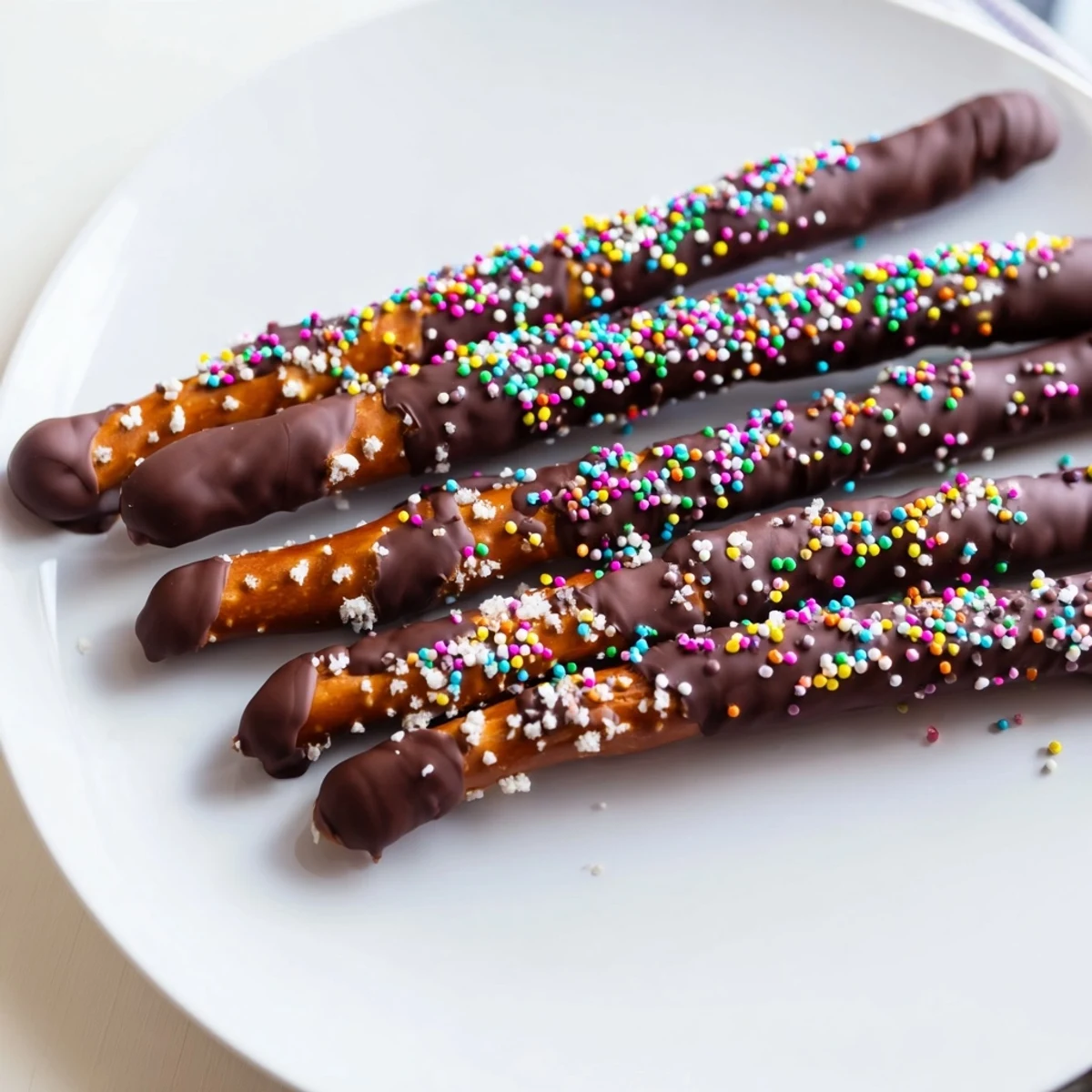 Melted chocolate coats each pretzel in this image of perfect chocolate covered pretzels.
