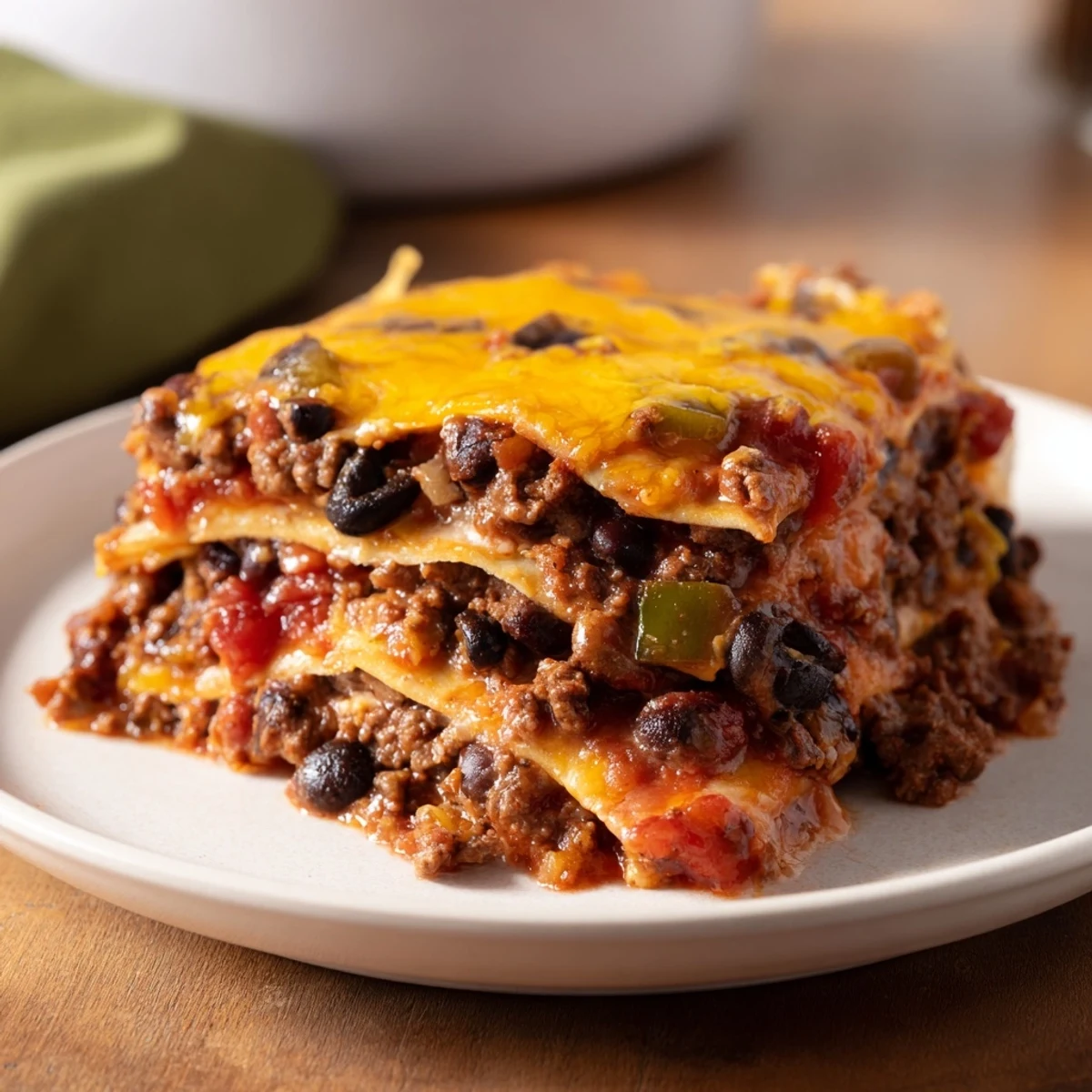 Beef Enchilada Layered Casserole