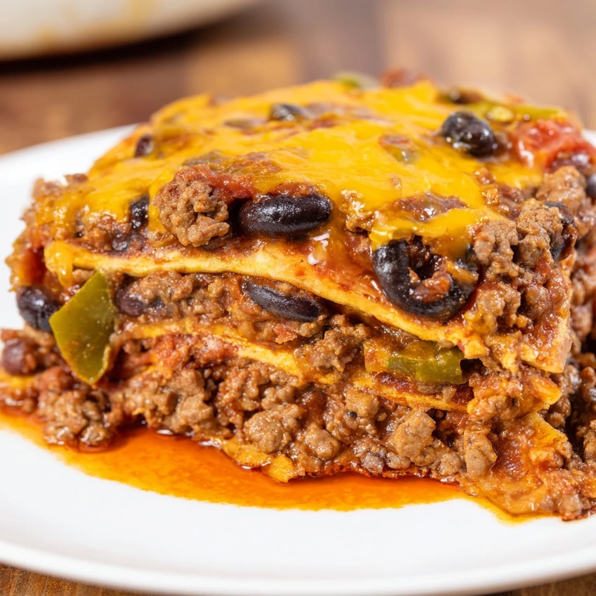 Warm, hearty Beef Enchilada Casserole, served with fresh cilantro and creamy avocado, is mouthwatering.