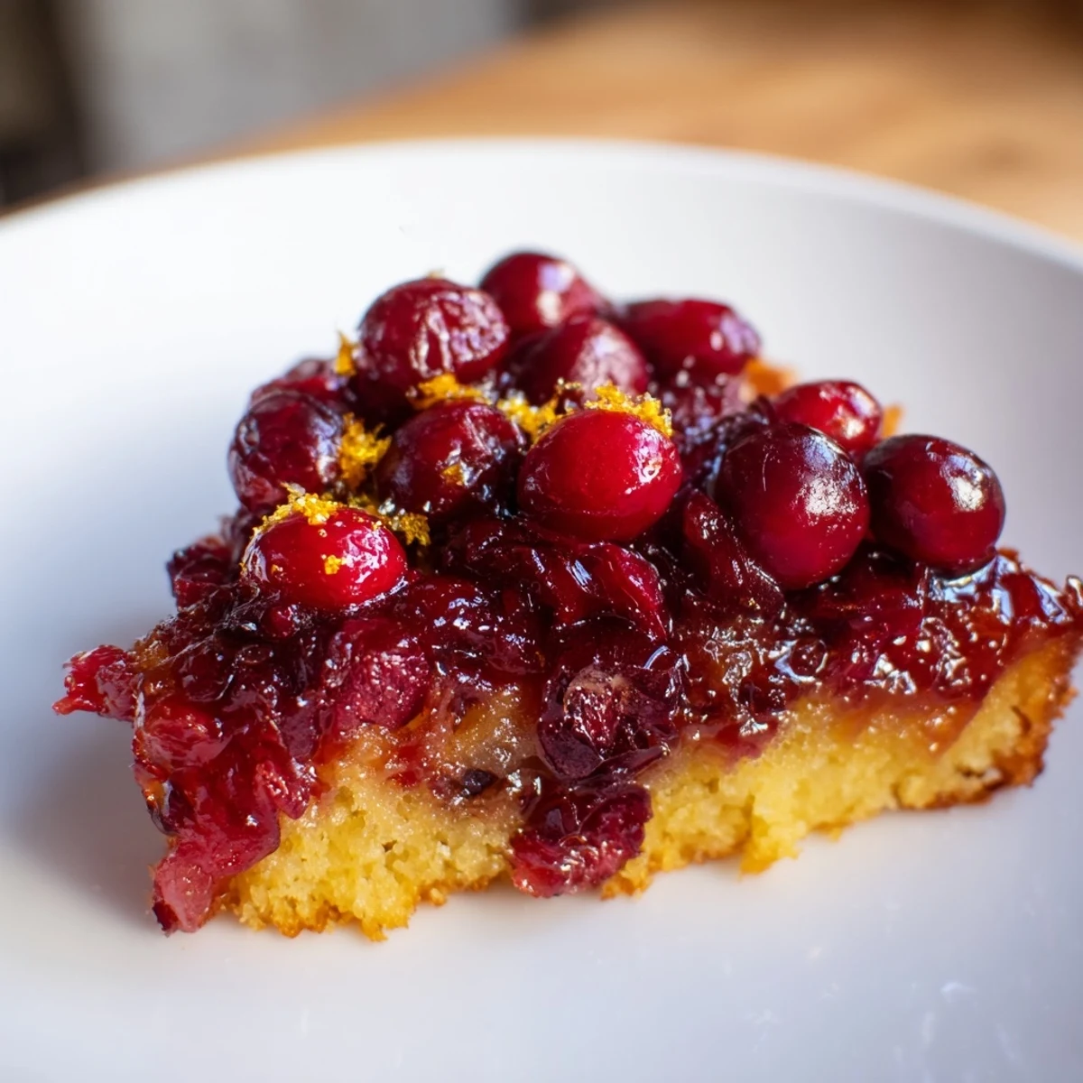 Warm Cranberry Upside Down Cake, a delightful dessert with caramelized cranberries and buttery sponge.