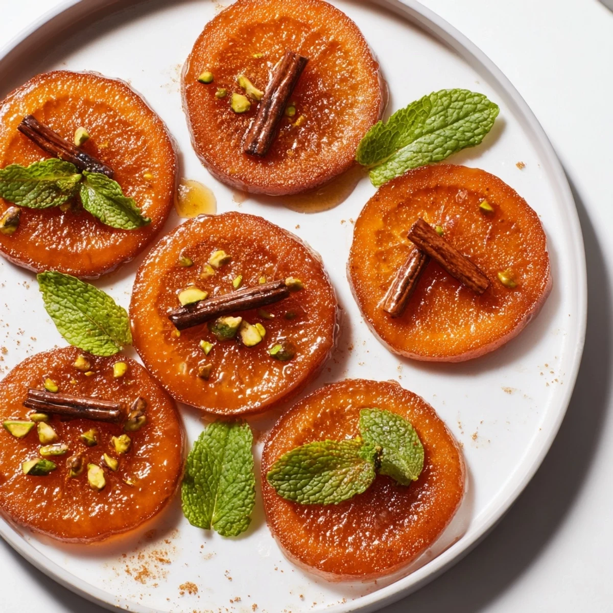 Close-up of vibrant, freshly made Spiced Orange Slices, a delightful gluten-free and dairy-free treat.