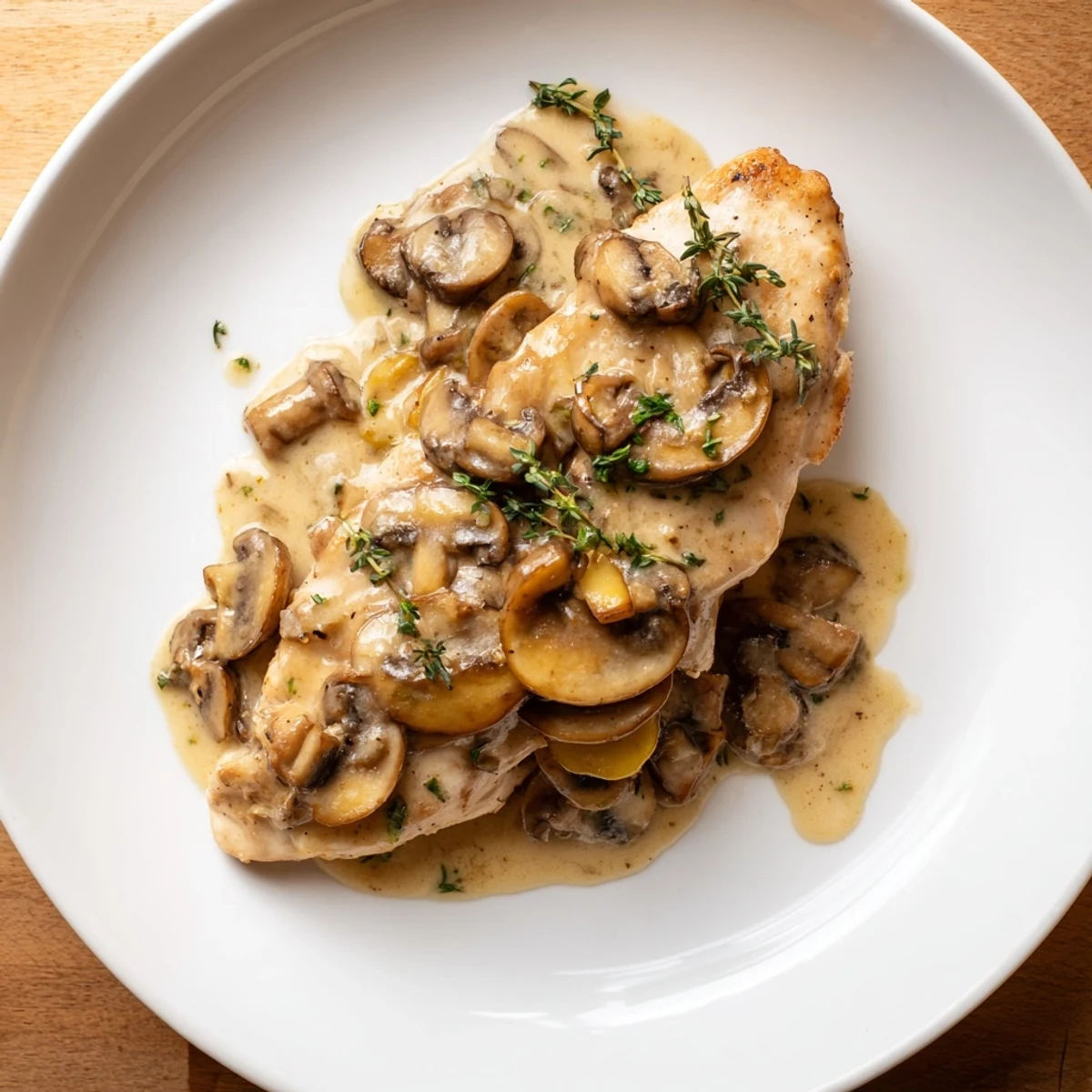 Sizzling Garlic Mushroom Chicken served over creamy mashed potatoes, ready for a delicious dinner.