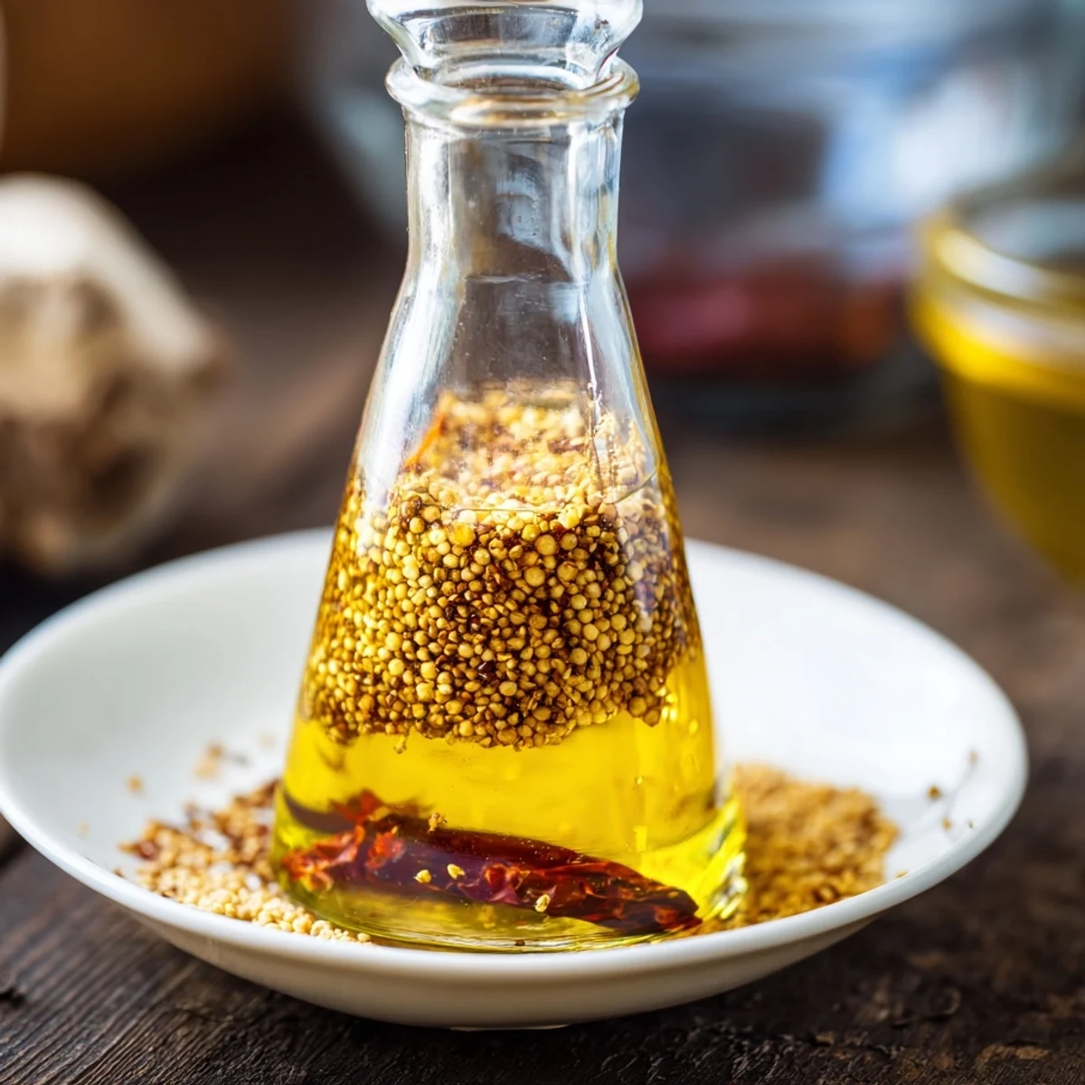 Vibrant Oil Spiced with red pepper flakes and smoked paprika, ready for dipping or drizzling.