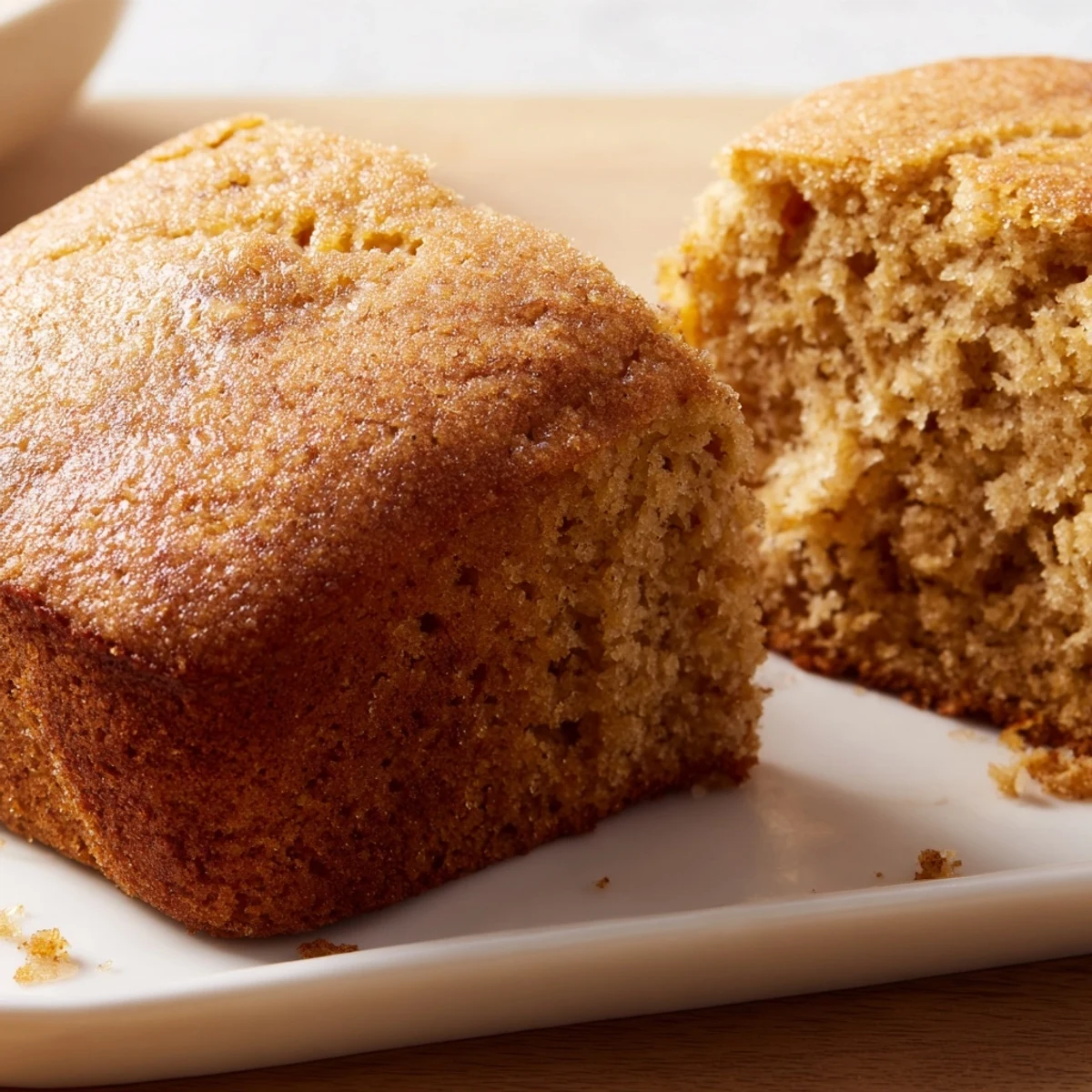 Warm, moist Village Gingerbread squares, spiced with ginger and cinnamon, ready to enjoy.