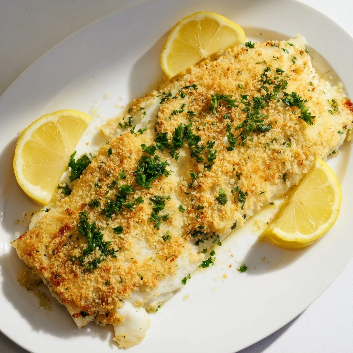 Crispy breadcrumb topping on baked haddock with fresh parsley, a healthy and flavorful weeknight dinner.