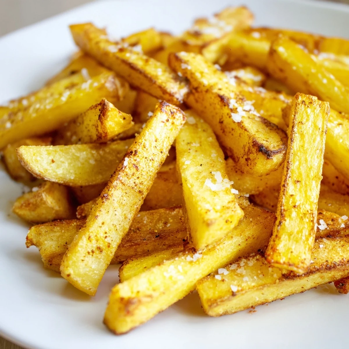 Tossing russet potato wedges with olive oil and seasonings before baking Crispy Oven Baked Fries with Sea Salt to perfection.