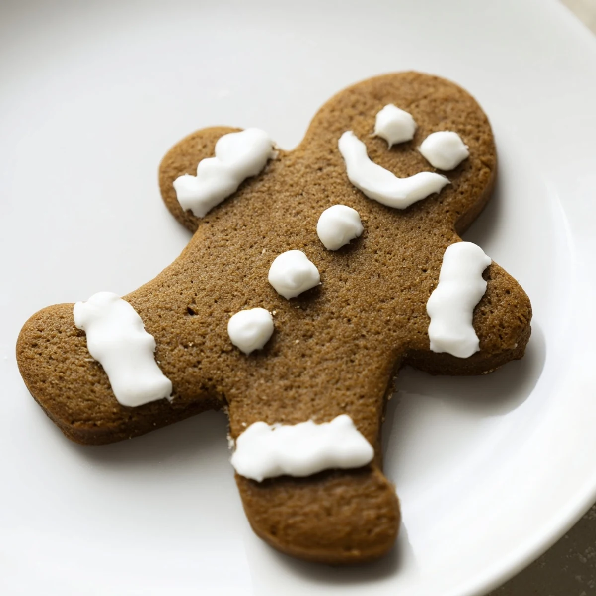 Festive gingerbread cookies with royal icing, crisp edges and tender centers, on a white background.  