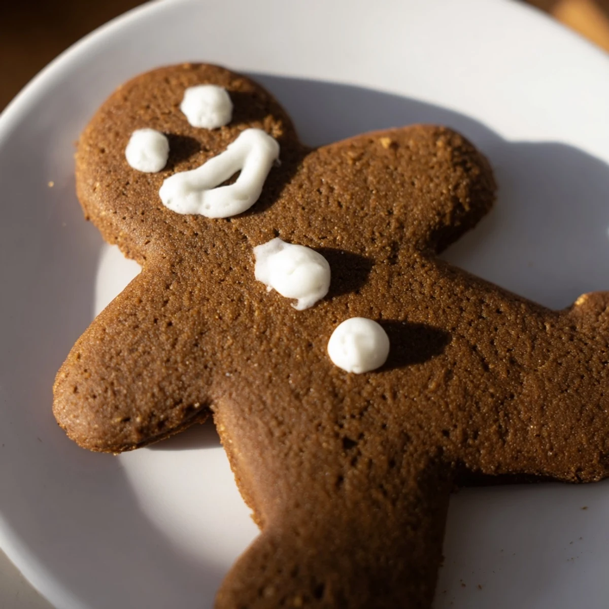 Golden gingerbread cookies with bright white royal icing designs, stacked on a wire rack.