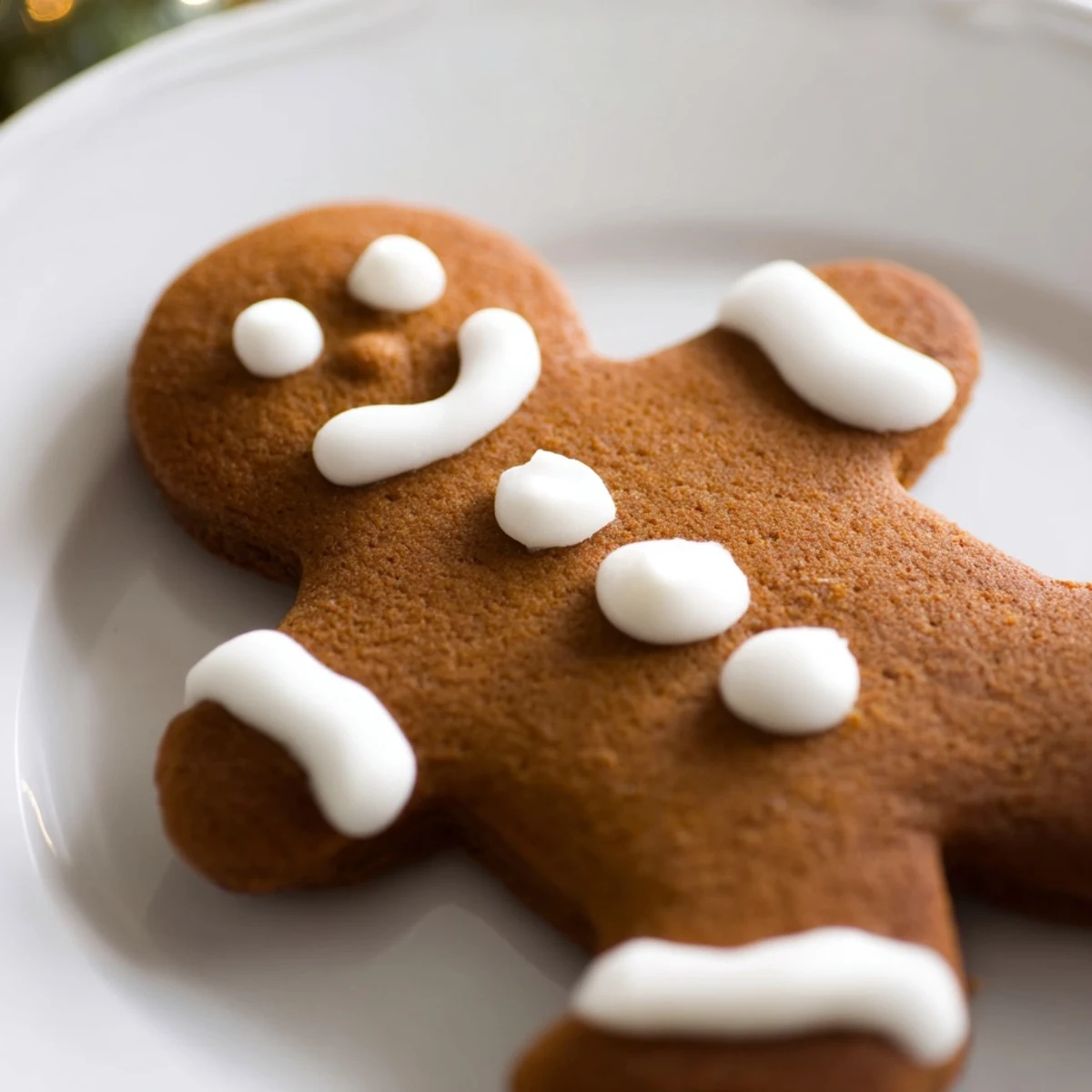 Close-up of gingerbread cookies decorated with delicate royal icing, showing intricate patterns.  