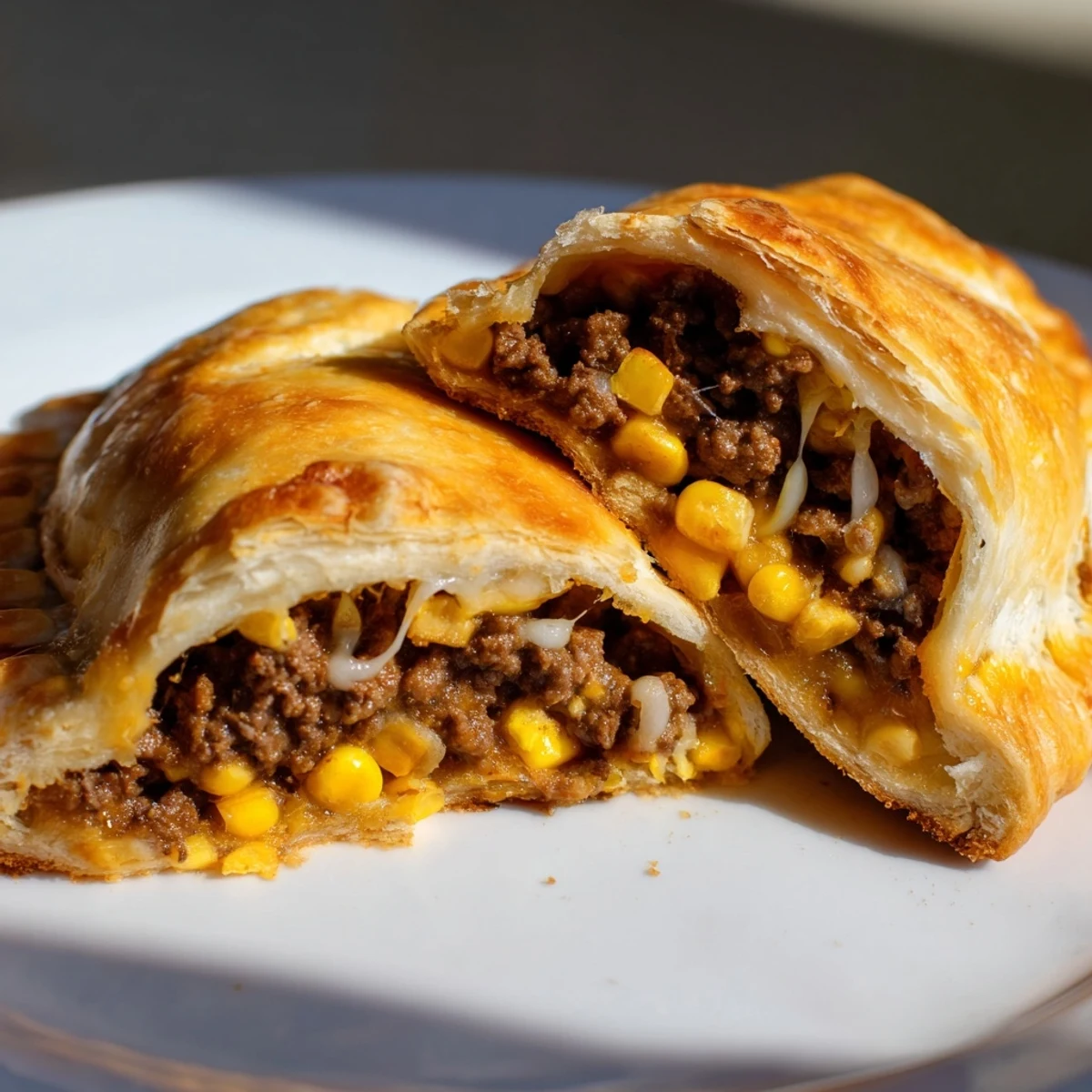 Freshly baked Beef and Cheese Empanadas with Corn feature a crisp crust and savory filling with melty cheese.
