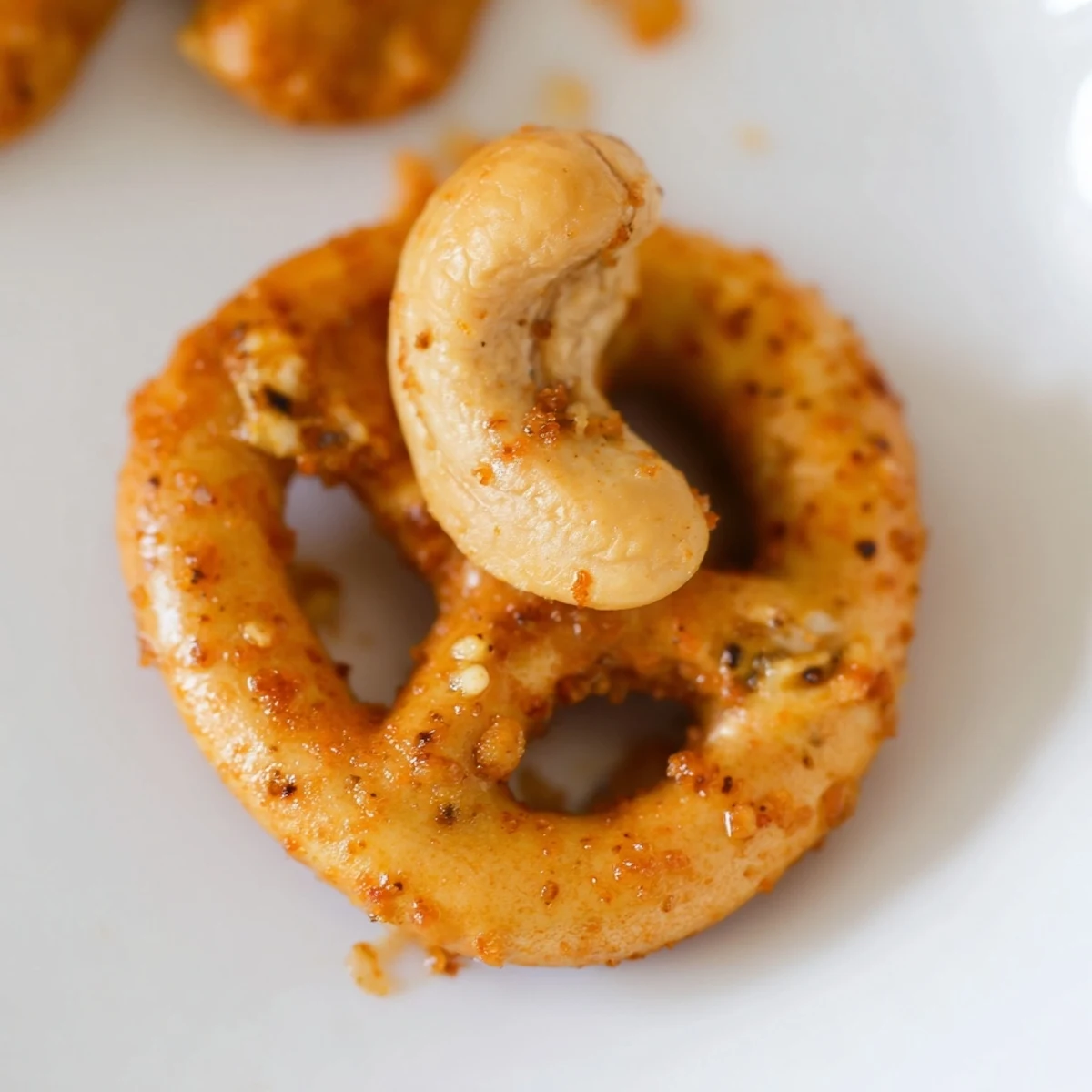 Freshly baked Spicy Snack Mix cooling on a tray, showing crunchy texture and savory cheese crackers ready to enjoy.