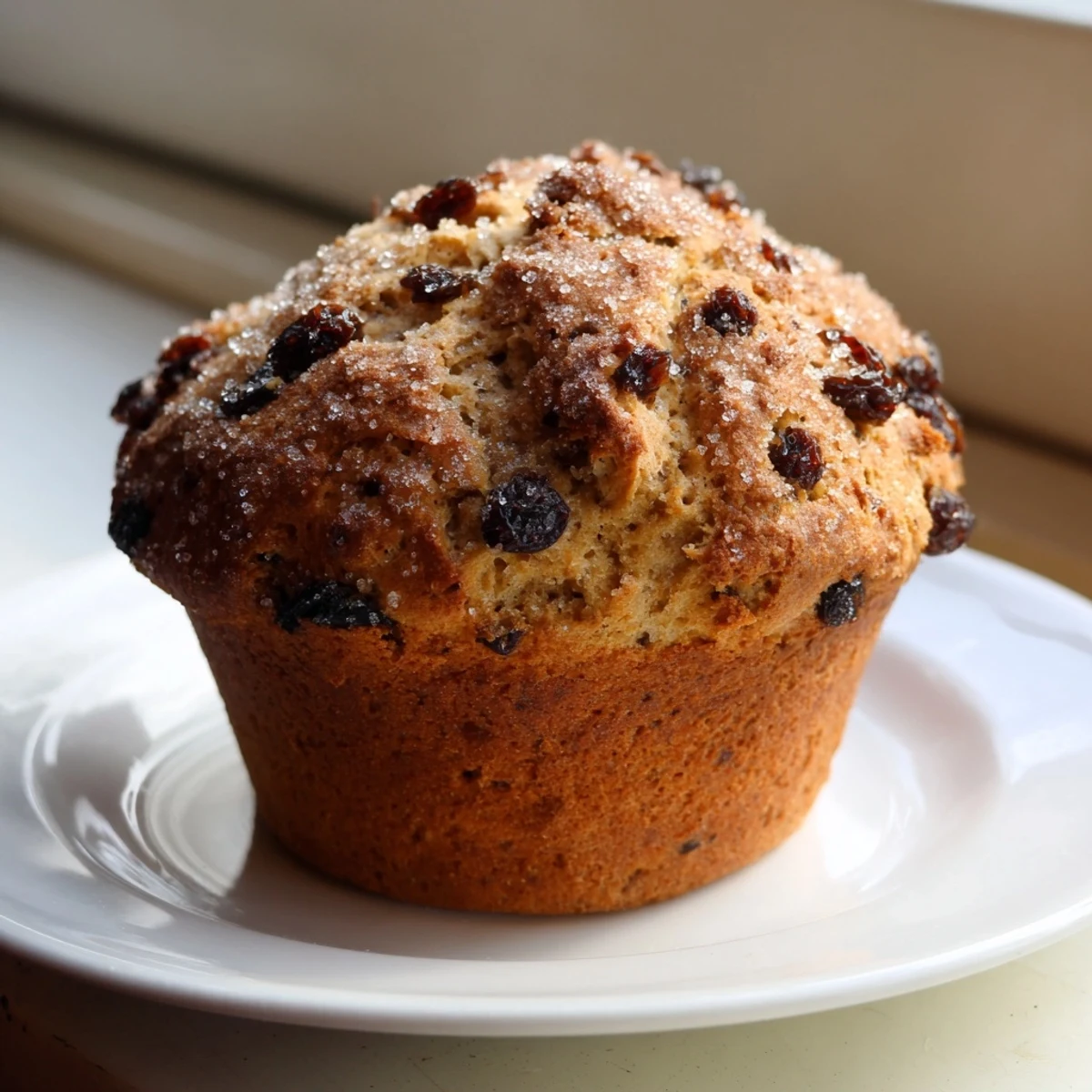 Freshly baked Irish Soda Bread Muffins with Raisins on a wooden board, some split open to reveal their soft, buttery interior.