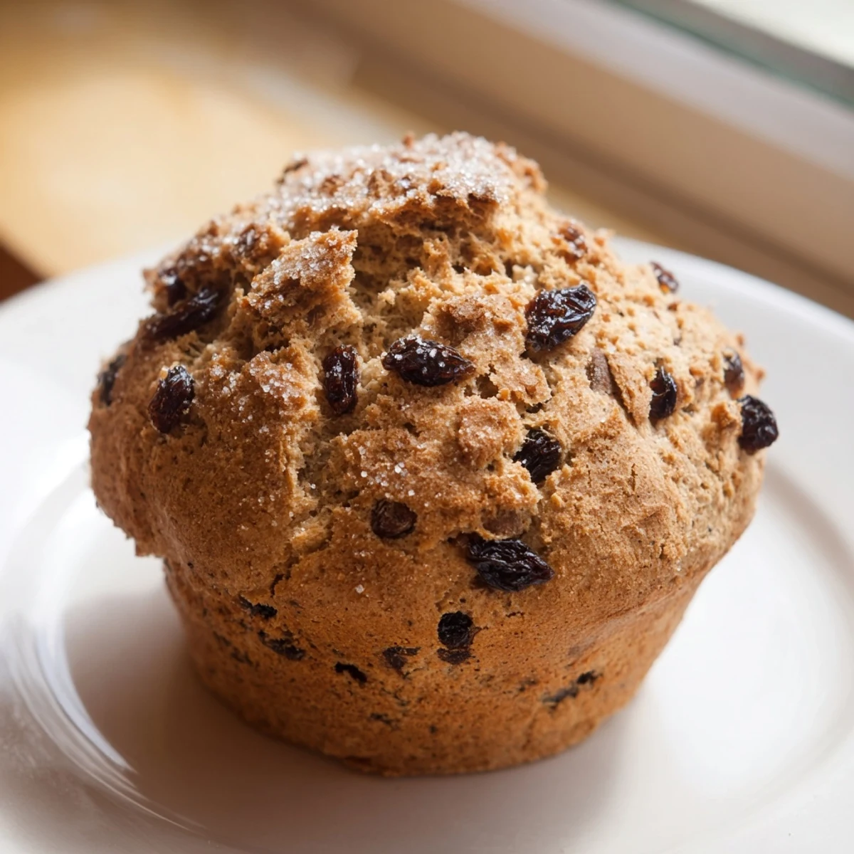 Rustic Irish Soda Bread Muffins with Raisins paired with a steaming cup of tea, perfect for a cozy breakfast or snack.