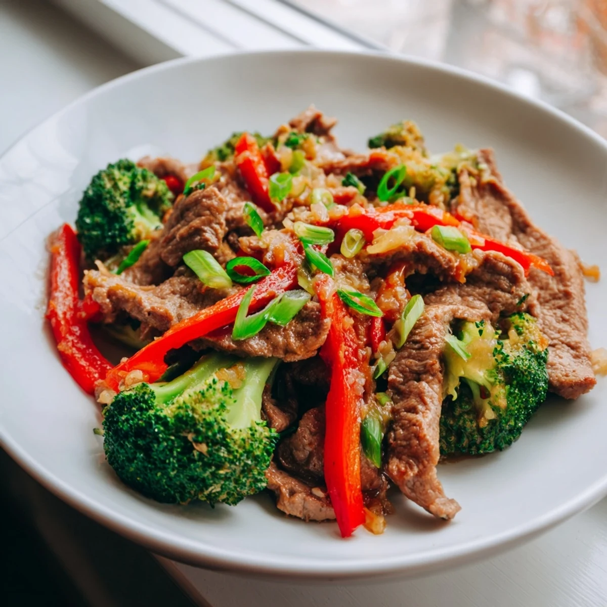 Served over steamed jasmine rice, this beef and broccoli stir fry features juicy beef and fresh broccoli in ginger glaze.