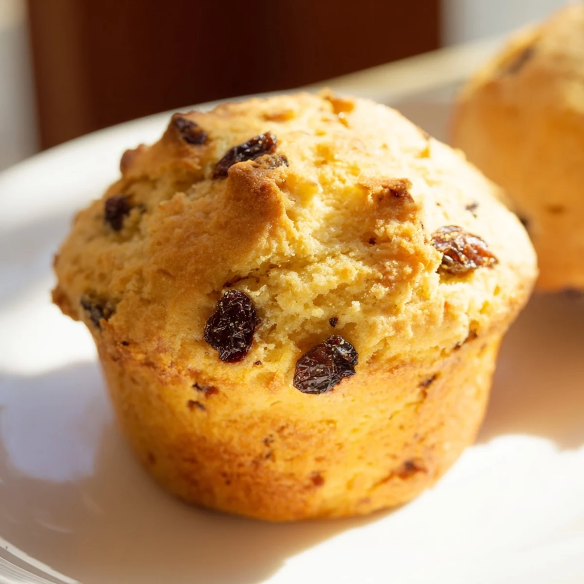 Golden Mini Irish Soda Bread Muffins on a rustic board, studded with raisins and caraway seeds for a tender, classic bite.