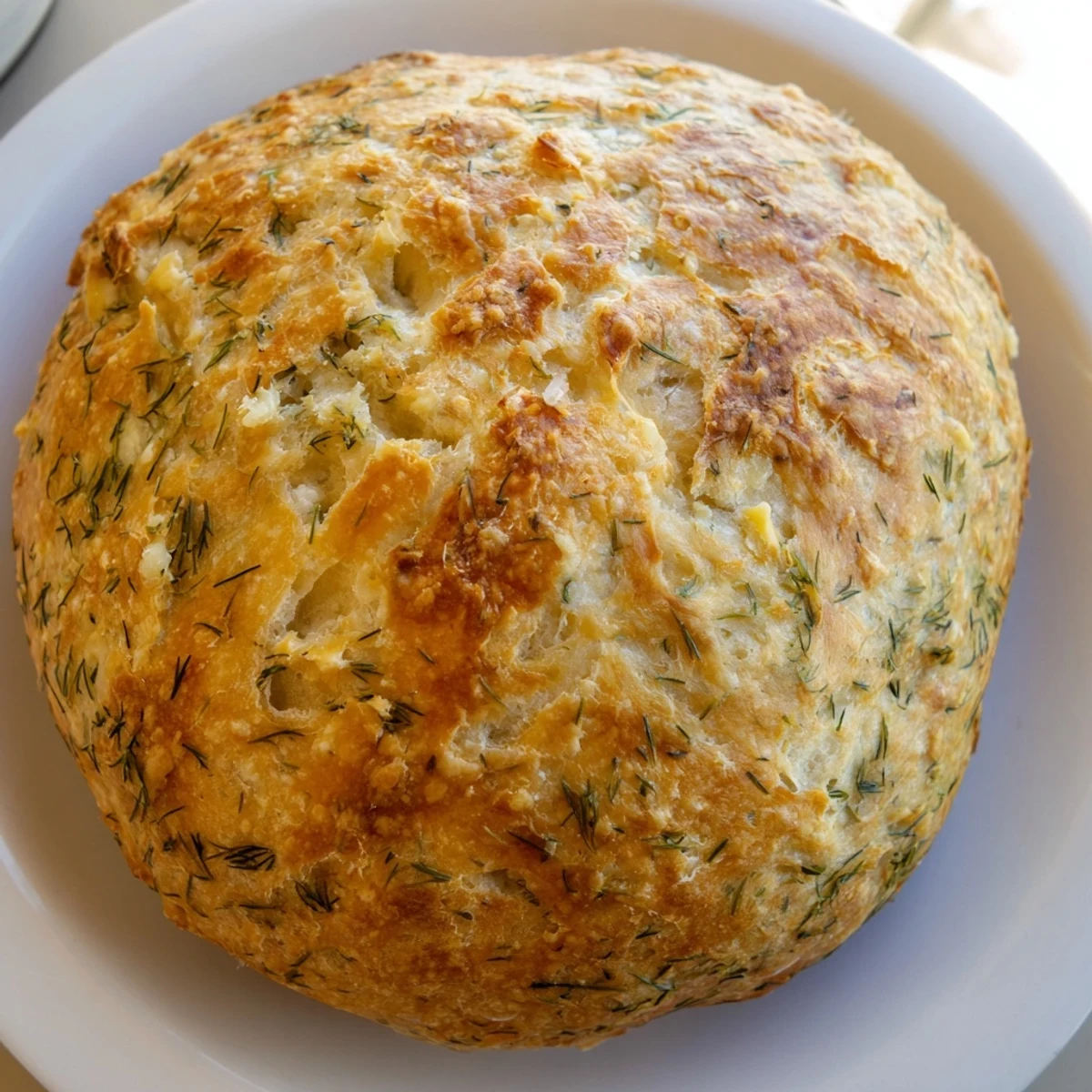 Slices of No-Knead Dill Gouda Artisan Bread sit beside a creamy bowl of tomato soup, perfect for dipping and enjoying a cozy meal.