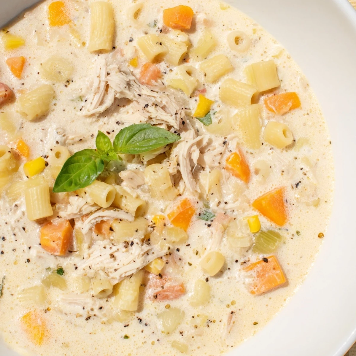 Hearty Italian-American soup with tender shredded chicken, carrots, and celery simmered in a slow cooker for cozy comfort.