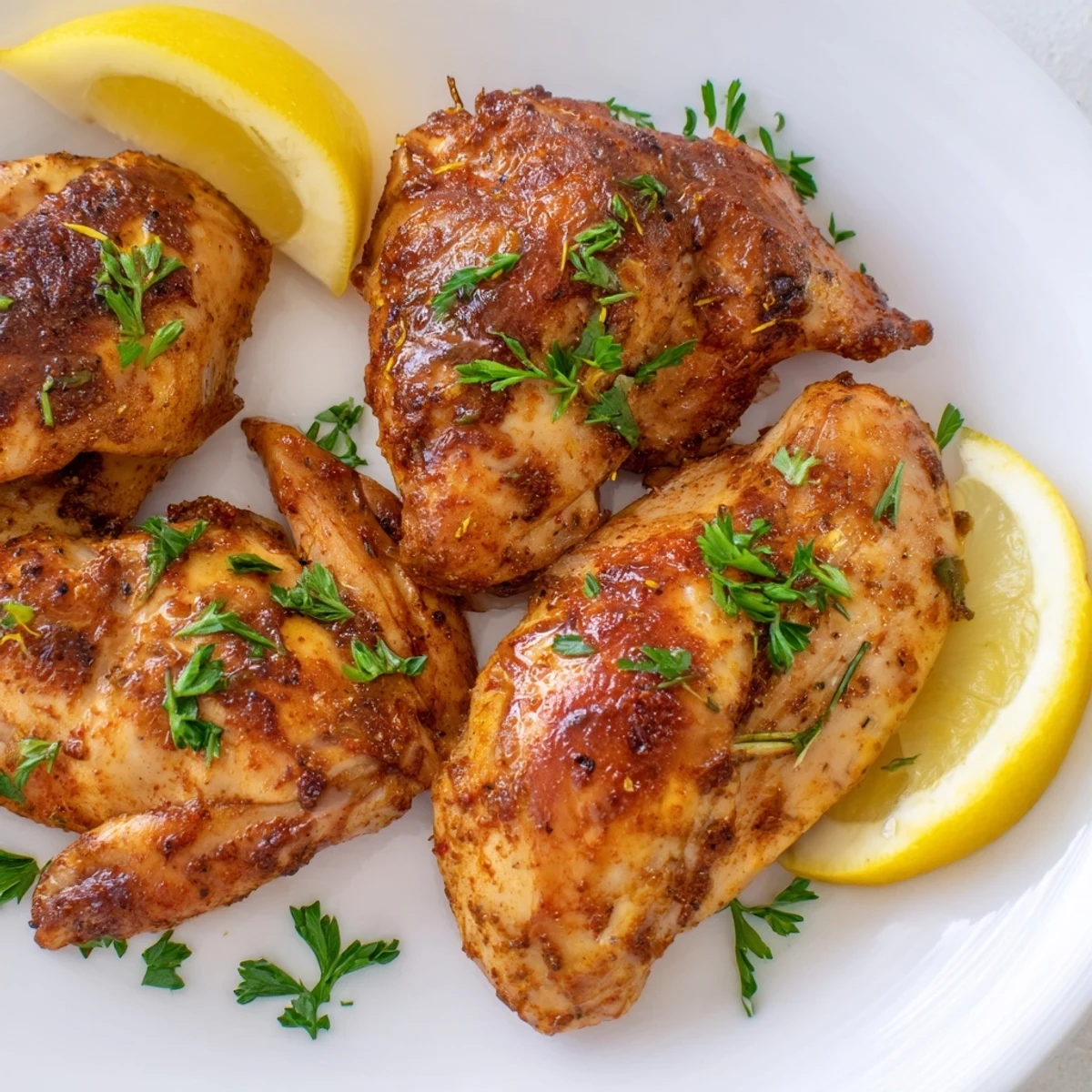 Perfectly seasoned Oven Baked Chicken Breasts on a baking sheet, served alongside a colorful roasted vegetable medley.