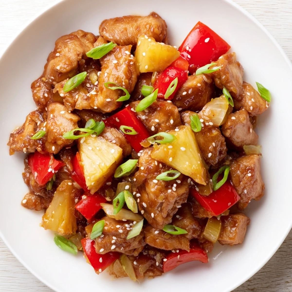 Steamed jasmine rice beside the Hawaiian chicken ready to serve after slow cooking.