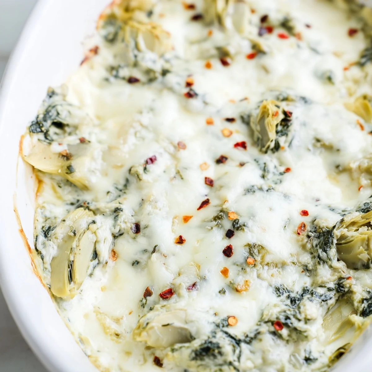Spinach Artichoke Dip Ultimate Recipe in a serving dish, garnished with herbs, steam rising, perfect for parties and cozy gatherings.