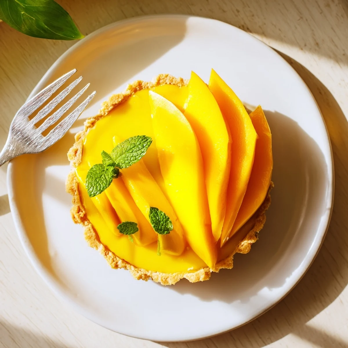 Refreshing mango curd tart with a crisp golden base, perfect for sunny afternoons and special gatherings.