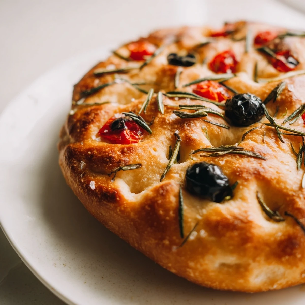 Fluffy interior mini focaccia sprinkled with herbs, baked until golden and served warm for appetizers