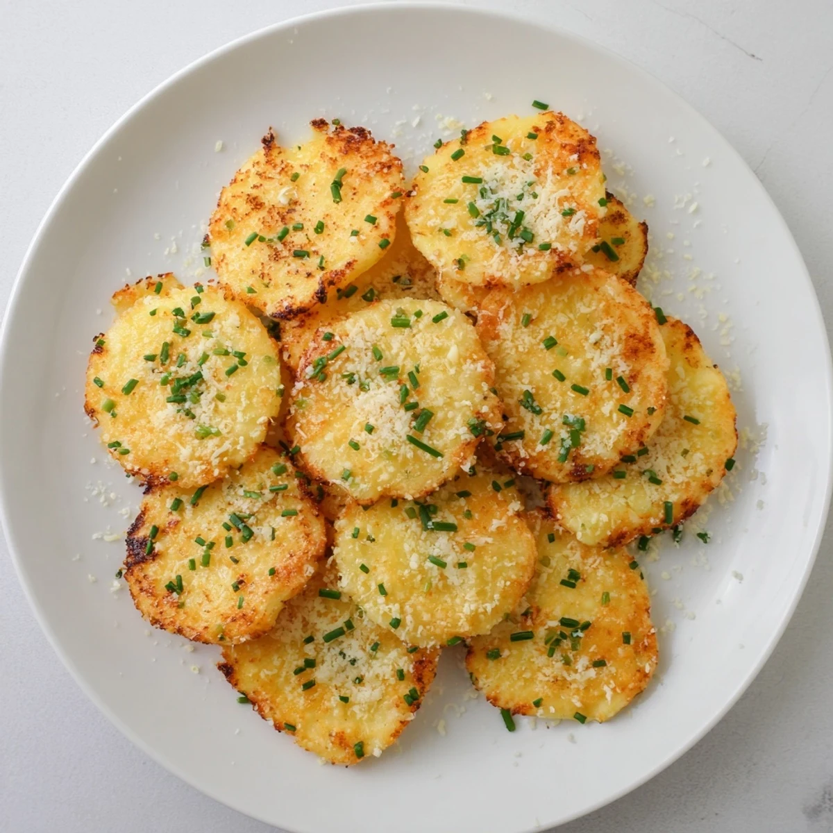 Crispy baked cottage cheese chips with melted Parmesan and paprika, golden at the edges