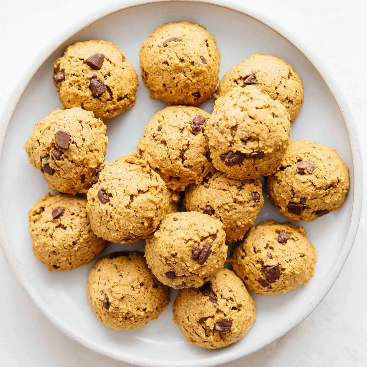 Stack of tender soft pumpkin cookies on a white plate, topped with vanilla glaze and warm spices