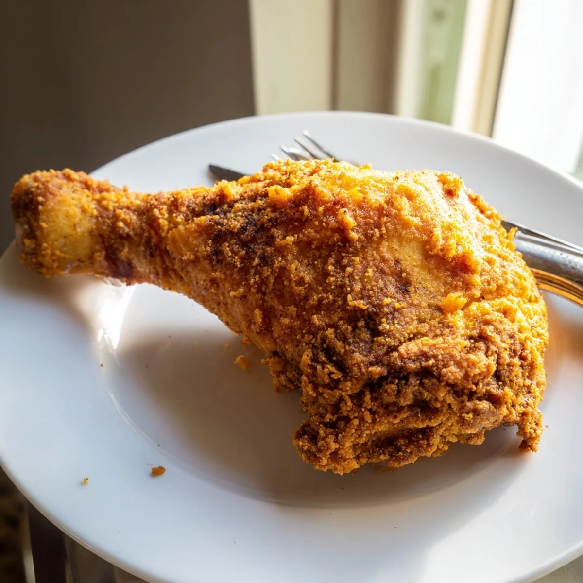 Golden brown crispy Southern fried chicken pieces arranged on a wire rack after deep frying