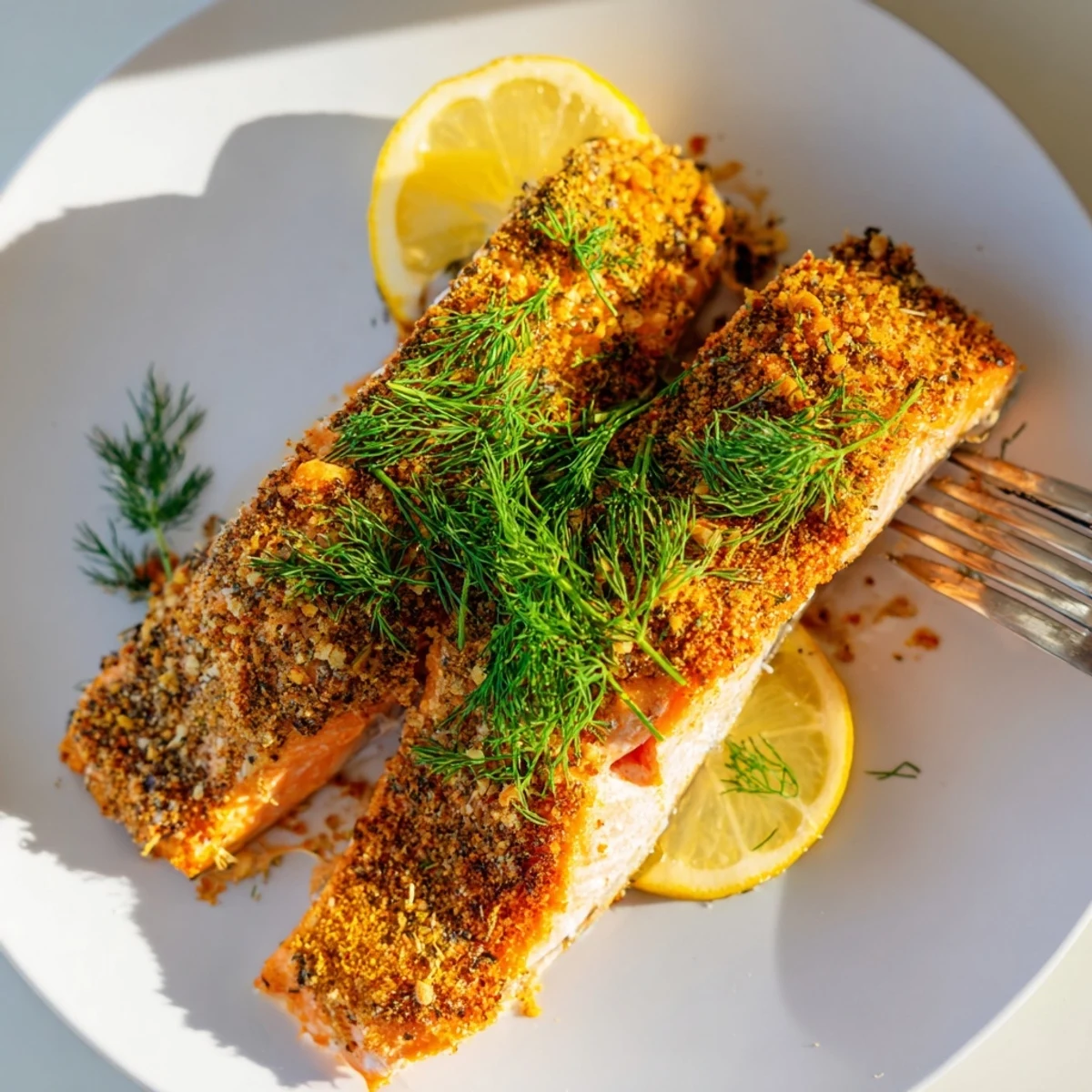 Perfectly seasoned Air Fryer Salmon fillets with golden crispy edges and tender flaky fish
