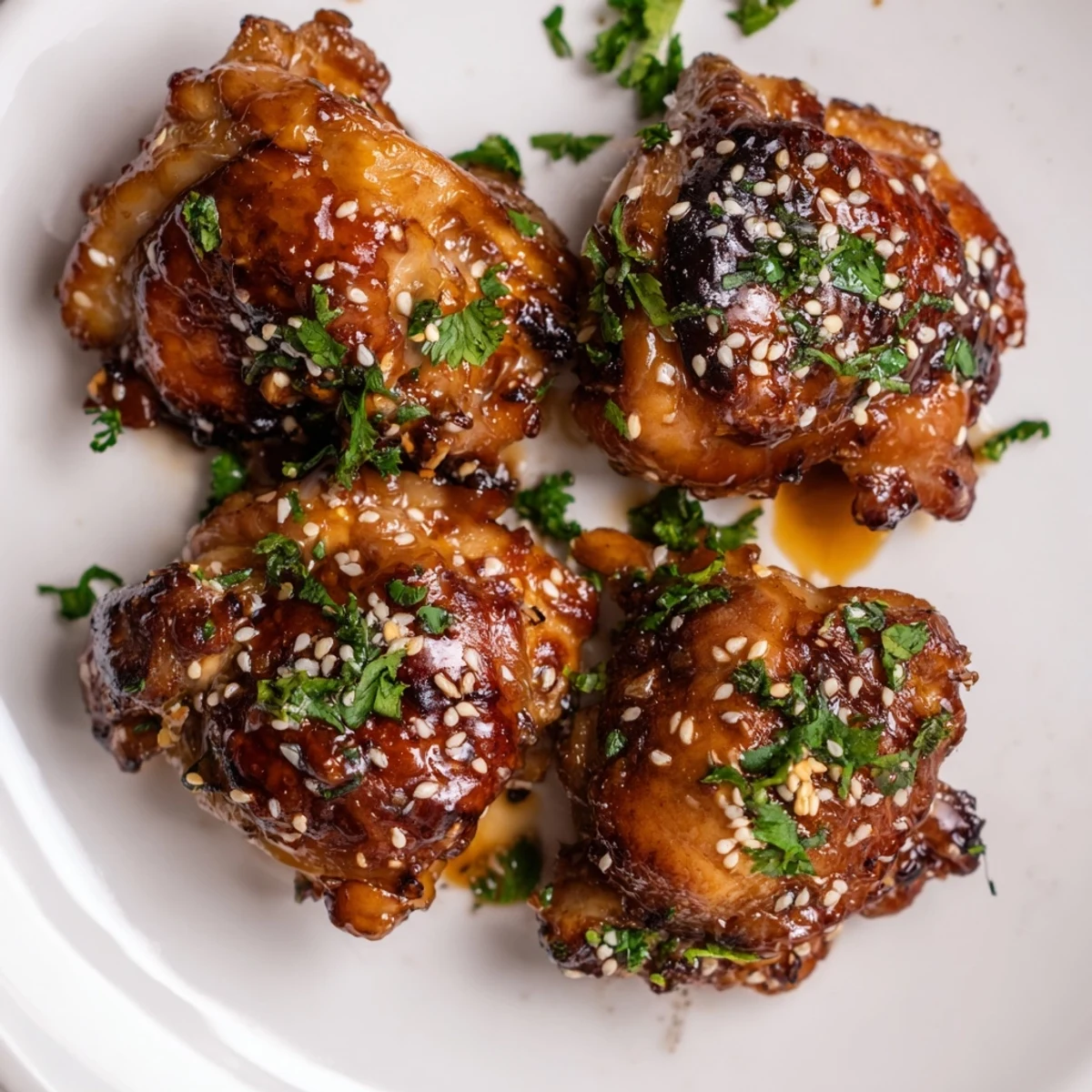 Baked chicken glazed in sticky honey garlic sauce with tender paprika roasted sweet potatoes