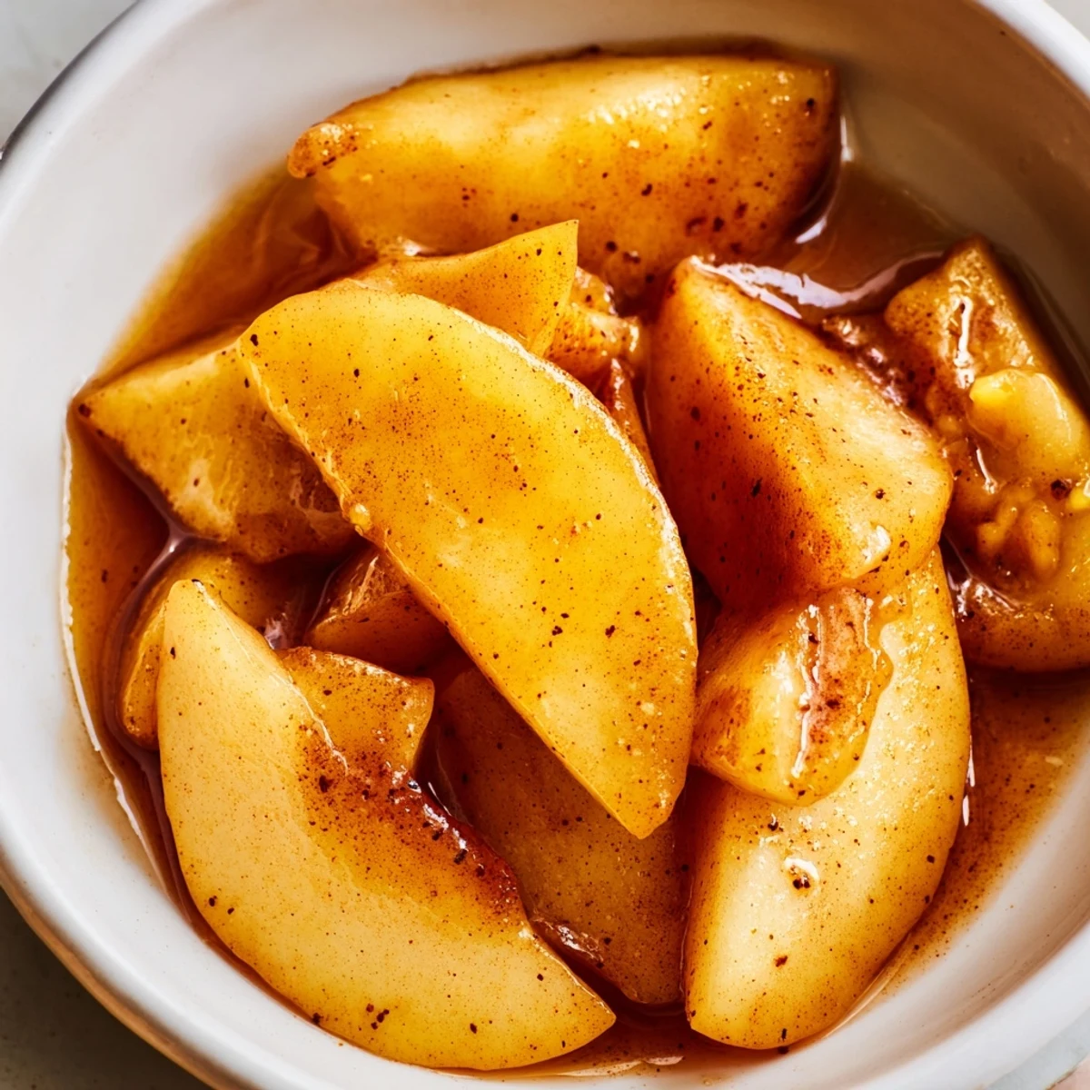 Warm tender apple slices coated in cinnamon sugar syrup cooked in an Instant Pot