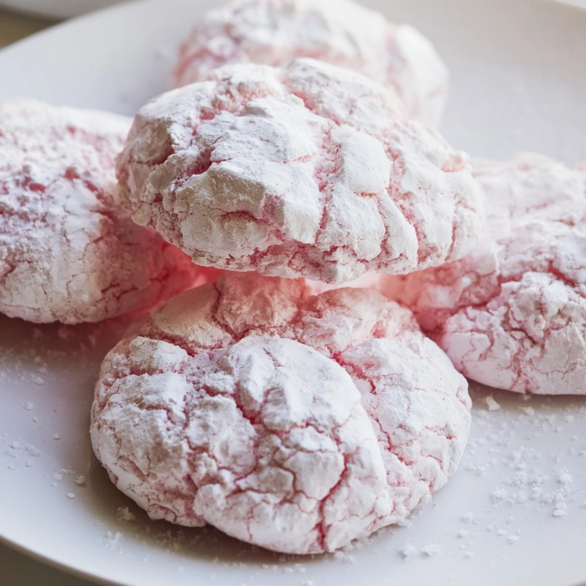 Chewy pastel crinkle cookies featuring delicate pink blue and yellow hues with crackled surfaces