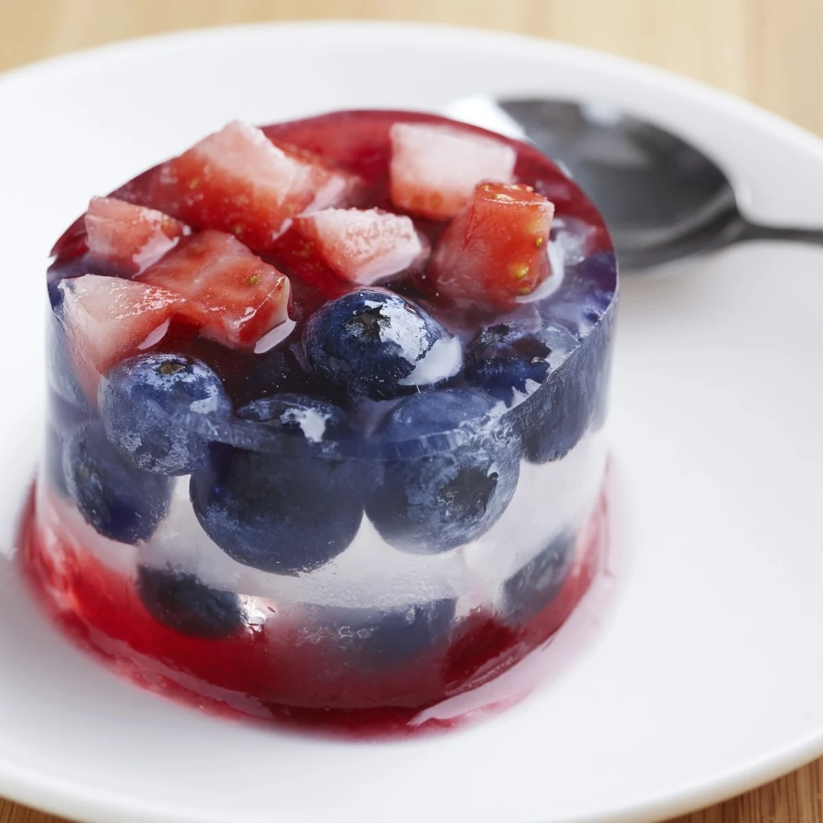 Frosty Red White And Blue Ice Cubes Recipe layered with juicy berries and coconut