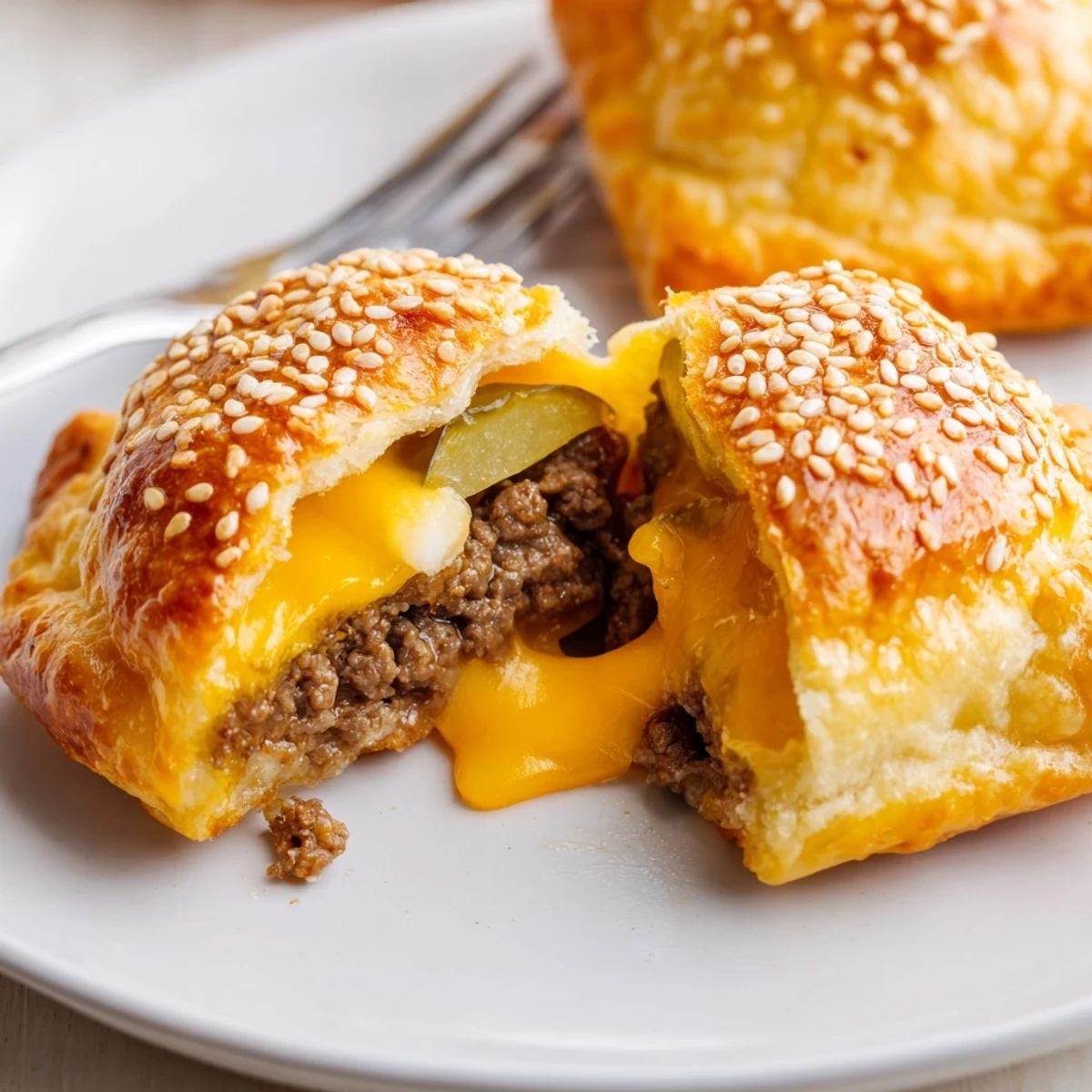 Savory Cheesy Cheeseburger Bombs filled with browned beef and melty mozzarella.