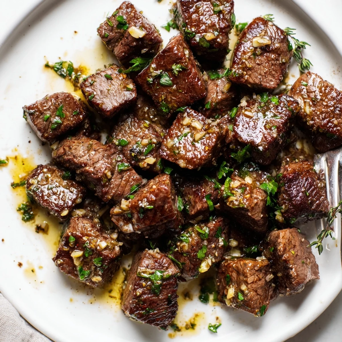 Juicy Garlic Butter Steak Bites ready in ten minutes, perfect for weeknight dinners