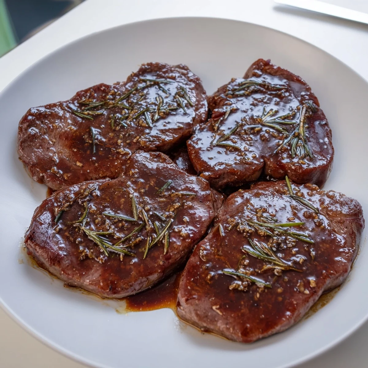 Bowl of Steak Marinade whisked with olive oil, lemon, and rosemary