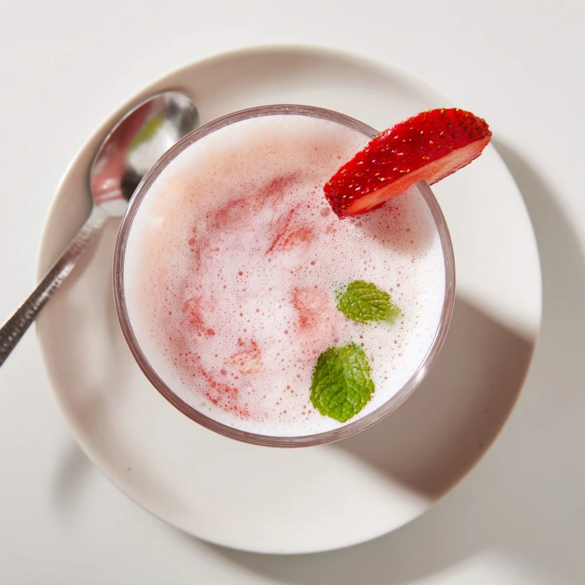 Glasses of chilled Strawberry Coconut Cooler Recipe, velvety coconut, zesty lime finish