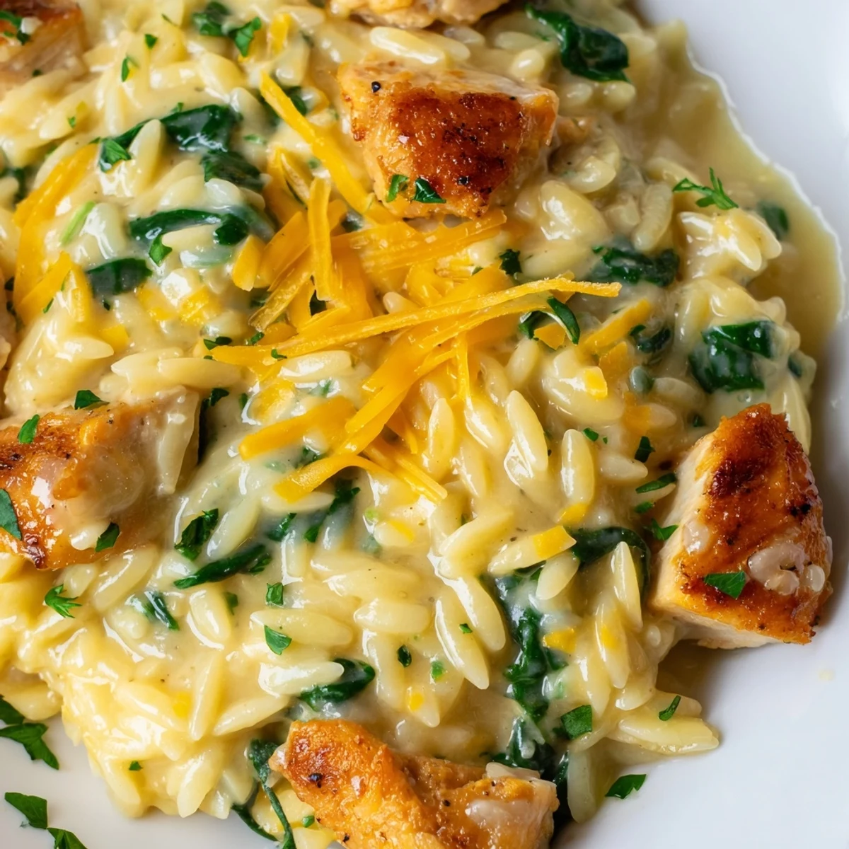 Savory skillet meal with tender chicken pasta swimming in garlic butter and spicy cream sauce